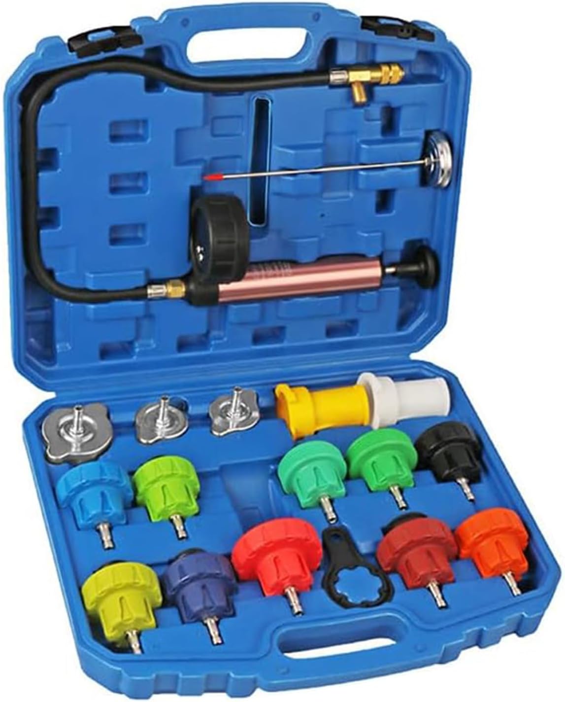 TKSE Öldruckprüfgerät Mit 15 Adaptern - 0-150 Psi Manometer Für Fahrzeuge