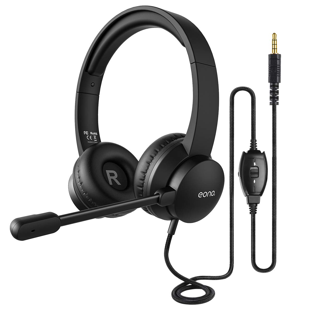 Amazon Brand Eono Office Wired On Ear Headphones With Mic Laptop Pc
