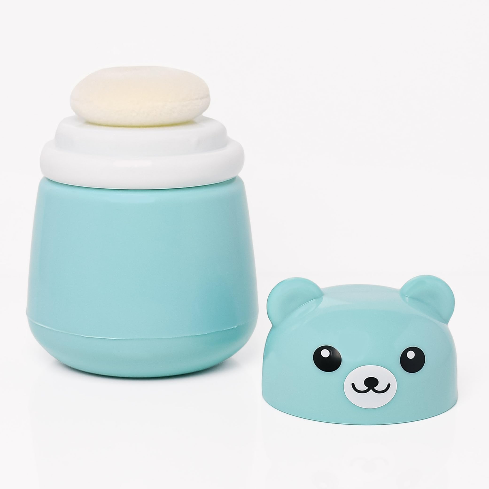 Baby Powder Puff | Baby Powder Puff With Box | Powder Puff With Box Holder Container | Powder Puff For Babies | Puff Powder Box (Panda-Blue),Pack Of 1
