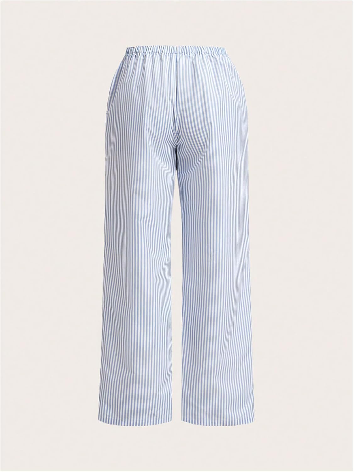 GORGLITTER Women's Striped Boxer Pants High Waisted Wide Leg Drawstring Causal Lounge Pajama Trousers - Image 2