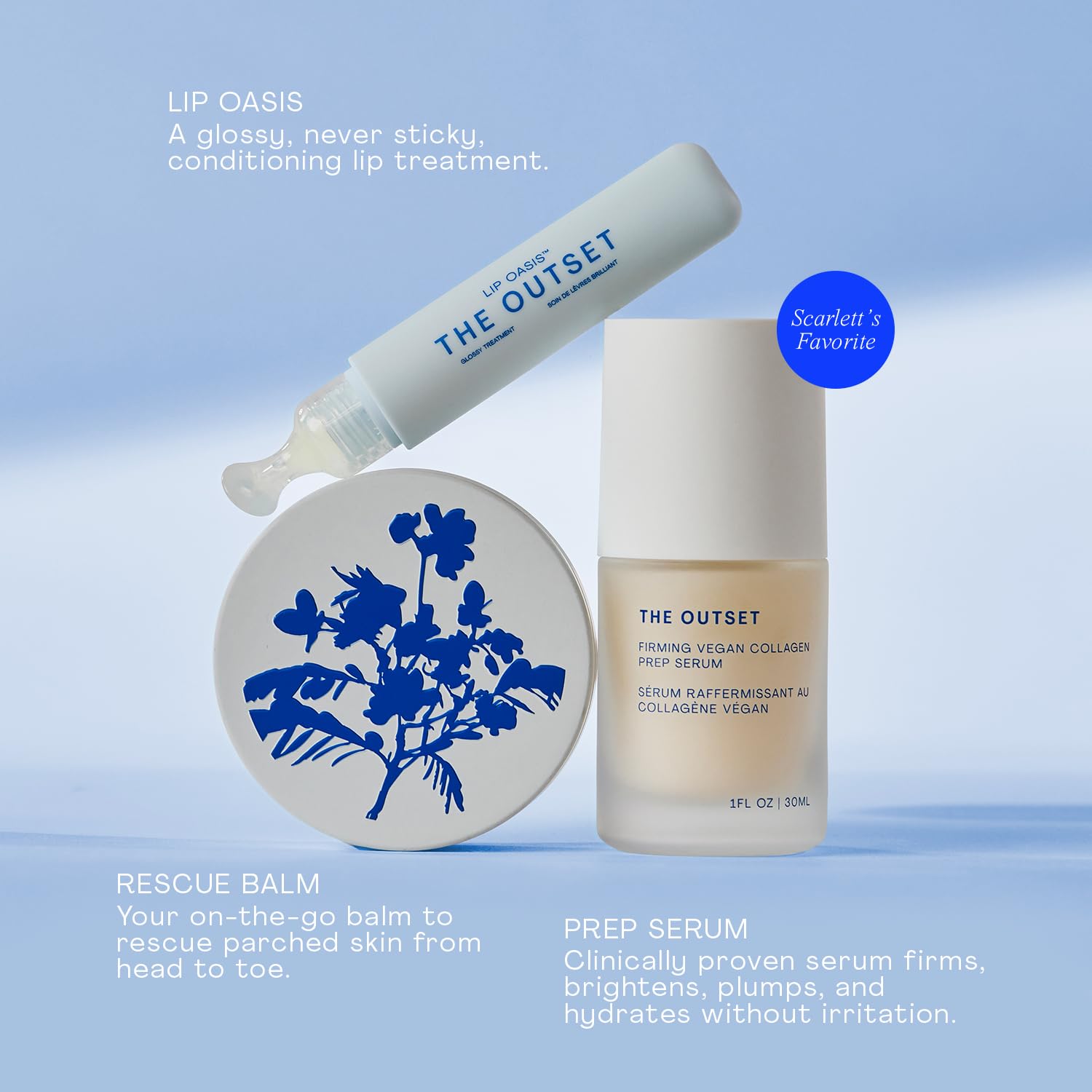 The Outset Hero Edit Skincare Kit, Hydrating Barrier Repair Set with Prep Serum, Barrier Balm & Lip Oasis, Clean Beauty for Dry, All Skin Types, Vegan, Gluten‑Free, Fragrance‑Free Daily Routine - Image 3