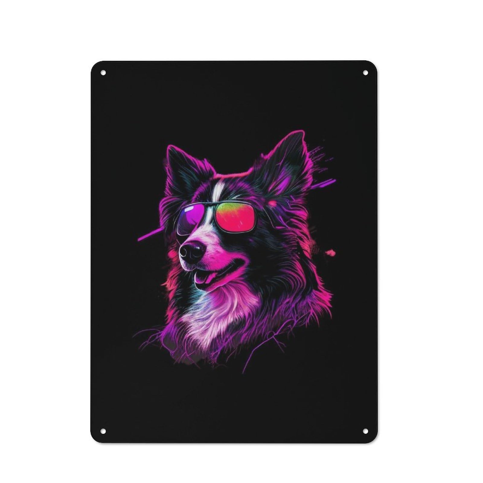 Junmoney Border Collie Tin Wall Plaque 40X30cm With For Dining Room Or Kitchen, A Metal Wall Feature For Kitchens And Dining Spaces