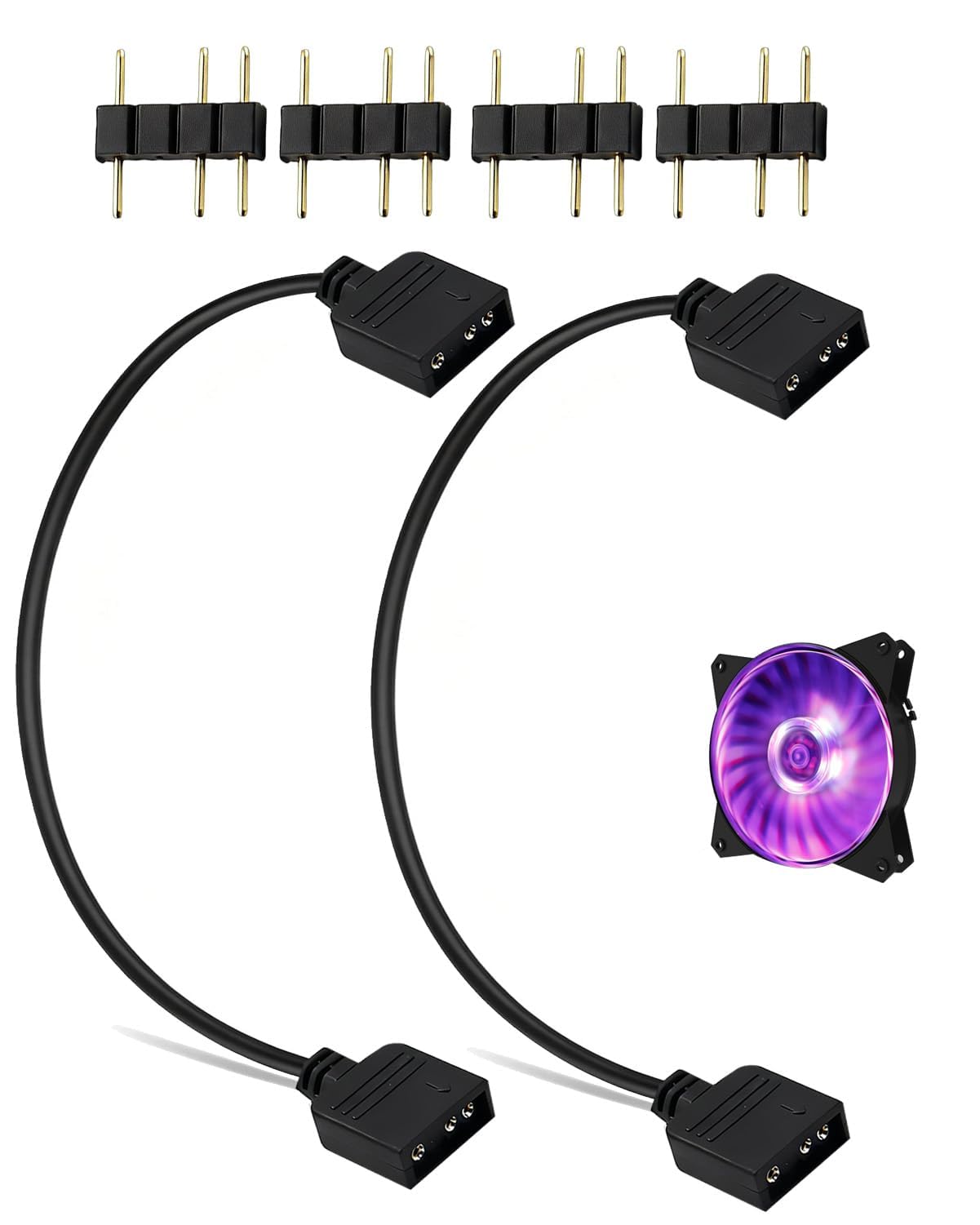 Lote de 2 cables de extensión ARGB de 5 V 3 pines, cables divisores ARGB, adaptador RGB para caja de ordenador, enfriador de 30CM