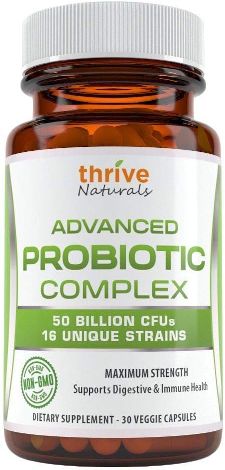 Thrive Naturals Advanced Probiotic Complex 50 Billion CFU's 16 Unique Strains - Supports Digestive & Immune Health (1 Pack)