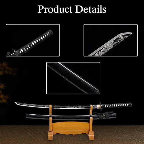 Miniatura 3 de Kamaiwo-10451060 Clay Tempering high Carbon Steel Hademade Heat Tempered Full Handmade Hand Forged Japanese Katana AuthenticSword Real WeaponsFull