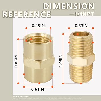 BWINTECH 4PCS Brass Pipe Fitting, Brass Hex Nipple Hex Coupler, Male Thread Pipe 1/4 x 1/4 NPT, Female Thread Pipe 1/4Inch x 1/4Inch NPT