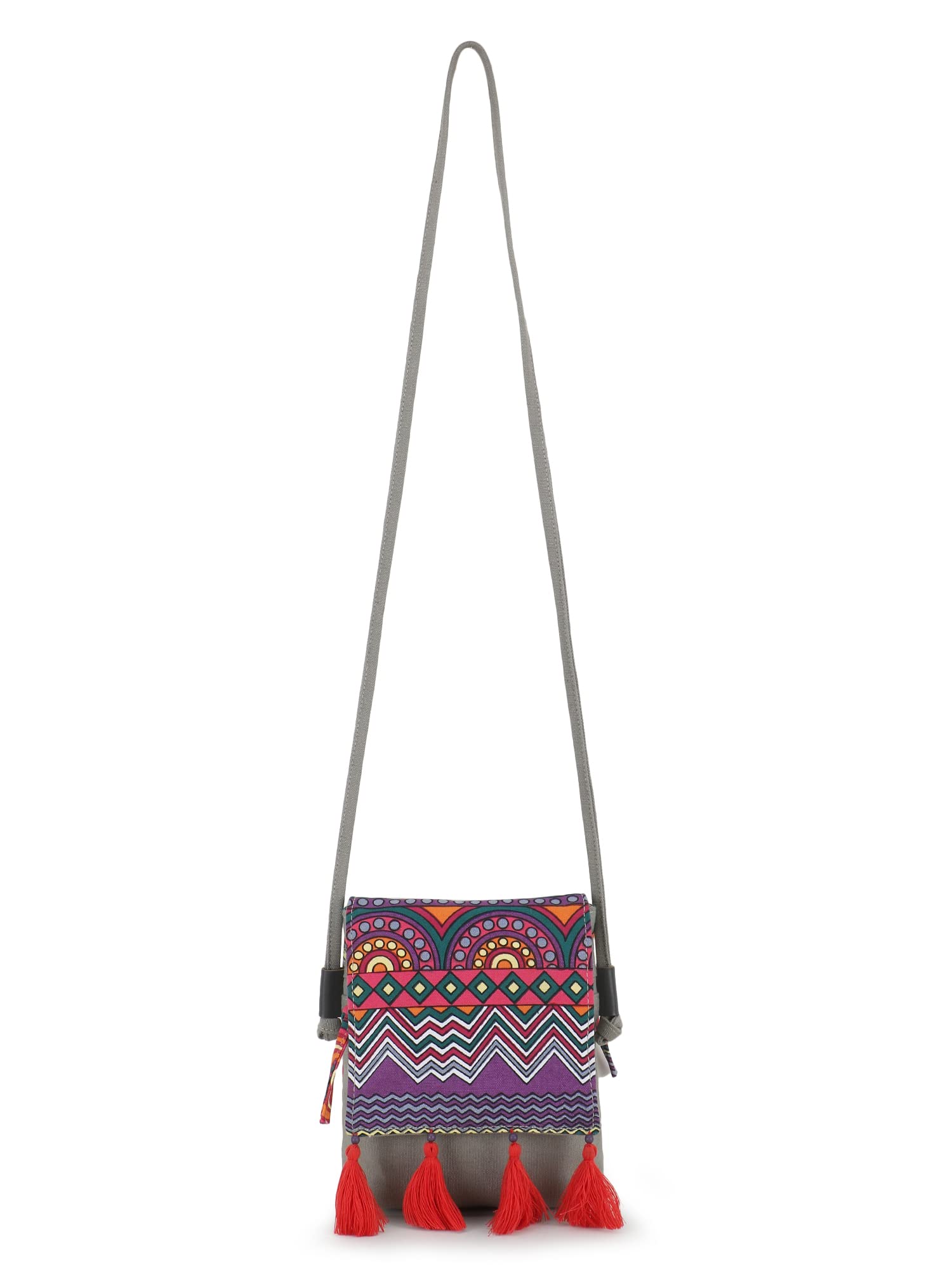 Anekaant Rangoli Grey & Multi Polycotton & Canvas Abstract Digital Printed Sling Bag 4