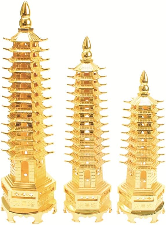 Taoist Supplies Amulet Exorcism Bringing Good Luck Mascot Decoration Pendant 锌合金文昌塔工艺品摆件 九层宝塔书房装饰 文昌塔（1Pcs A款22cm九层300克古铜色合金文昌塔
