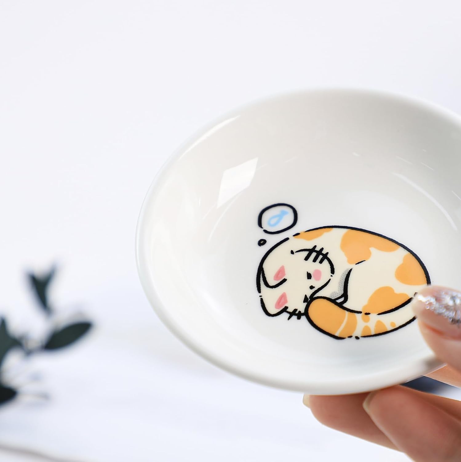 SOCOSY Super Cute Cartoon Animal Ceramic Sauce Dishes, Seasoning Dishes, Little Cat Dog Bird Feeding Bowls, Sushi Soy Dipping Bowls, Appetizer Plates, Dessert Plates, Set of 6-Cats-3.5 Inch