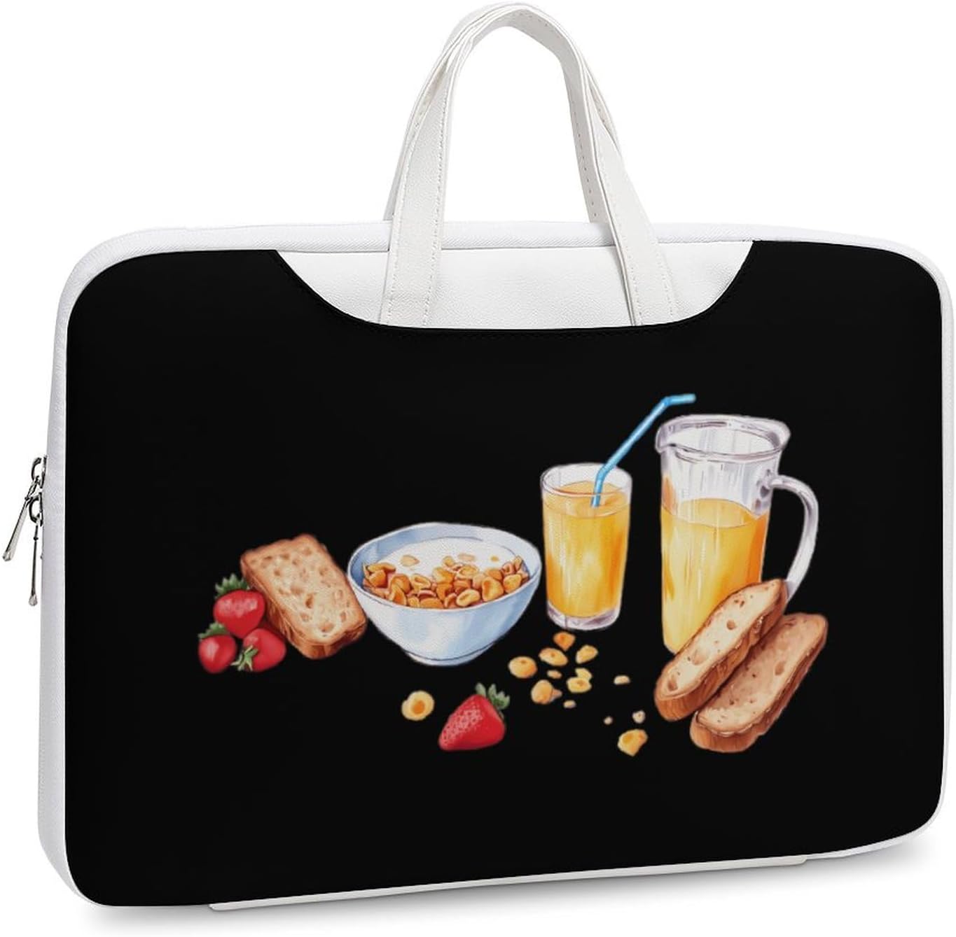Cereal Milk And Toast Breakfast Leather Bag Laptop Case Slim Water Resistant Computer Bags with Handle Briefcase for Work