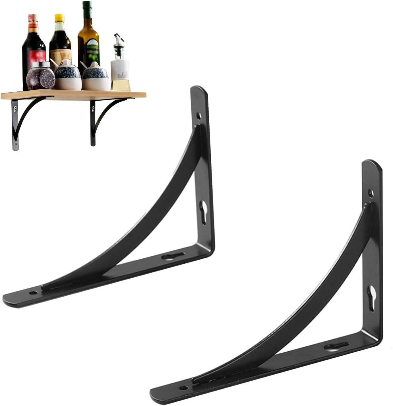 Shelf Bracket,Black Shelf Brackets Metal Shelves - 2 Pieces Floating Shelves Tripod Triangle - Wall Support Corner Brace Shelving Brackets, Home Shelf Support Tool, with Screws