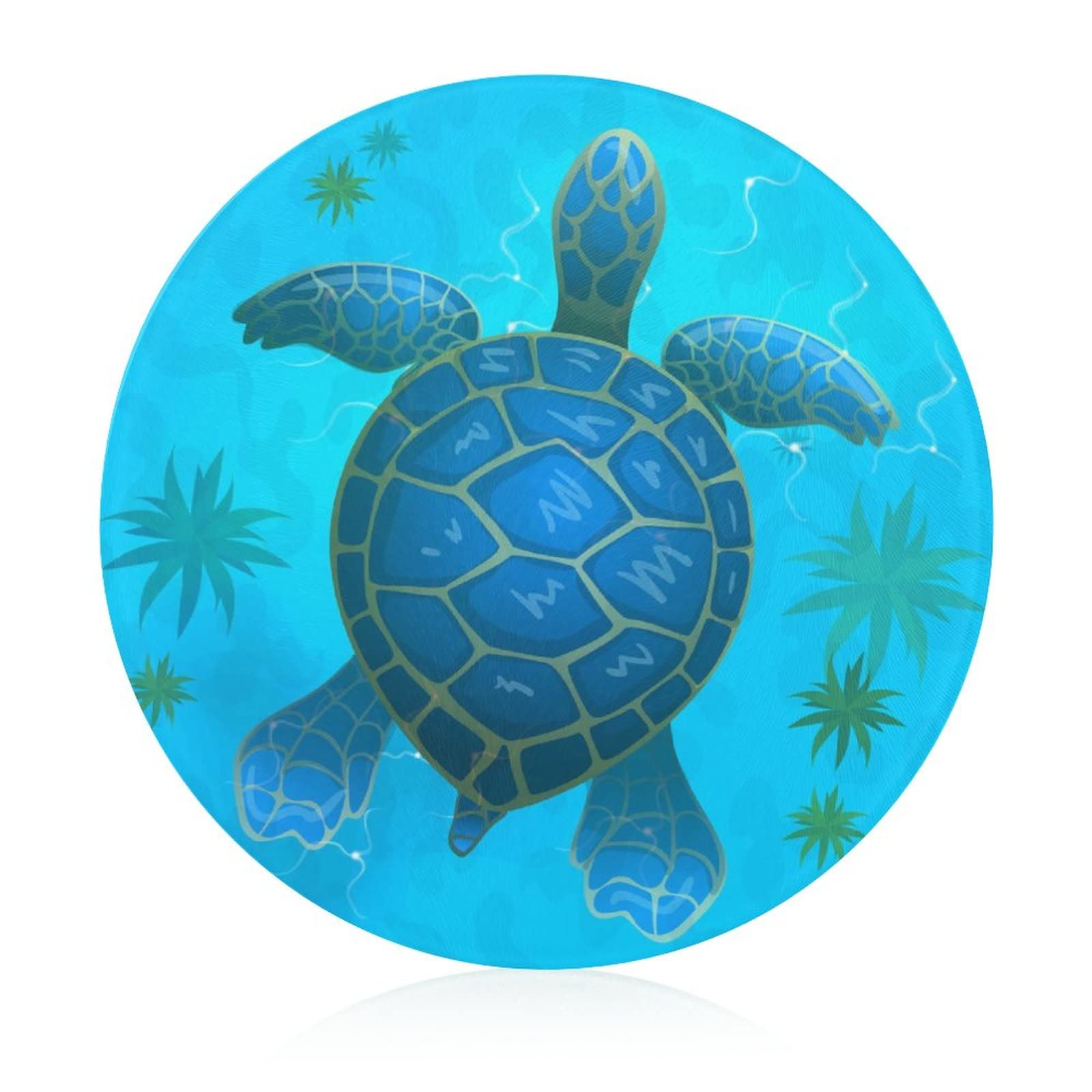 Planche à découper en verre tortue bleue 20cm plateau de cuisine résistant à la chaleur