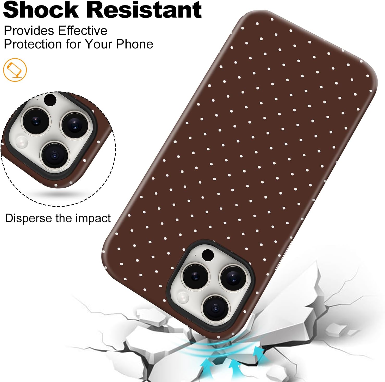 Magnetic for iPhone 13 Pro Case Cute Polka Dot Phone Case, Shockproof Slim TPU and Hard PC Protective Phone Cover Compatible with MagSafe Designed for Women Girls, Brown - Image 6
