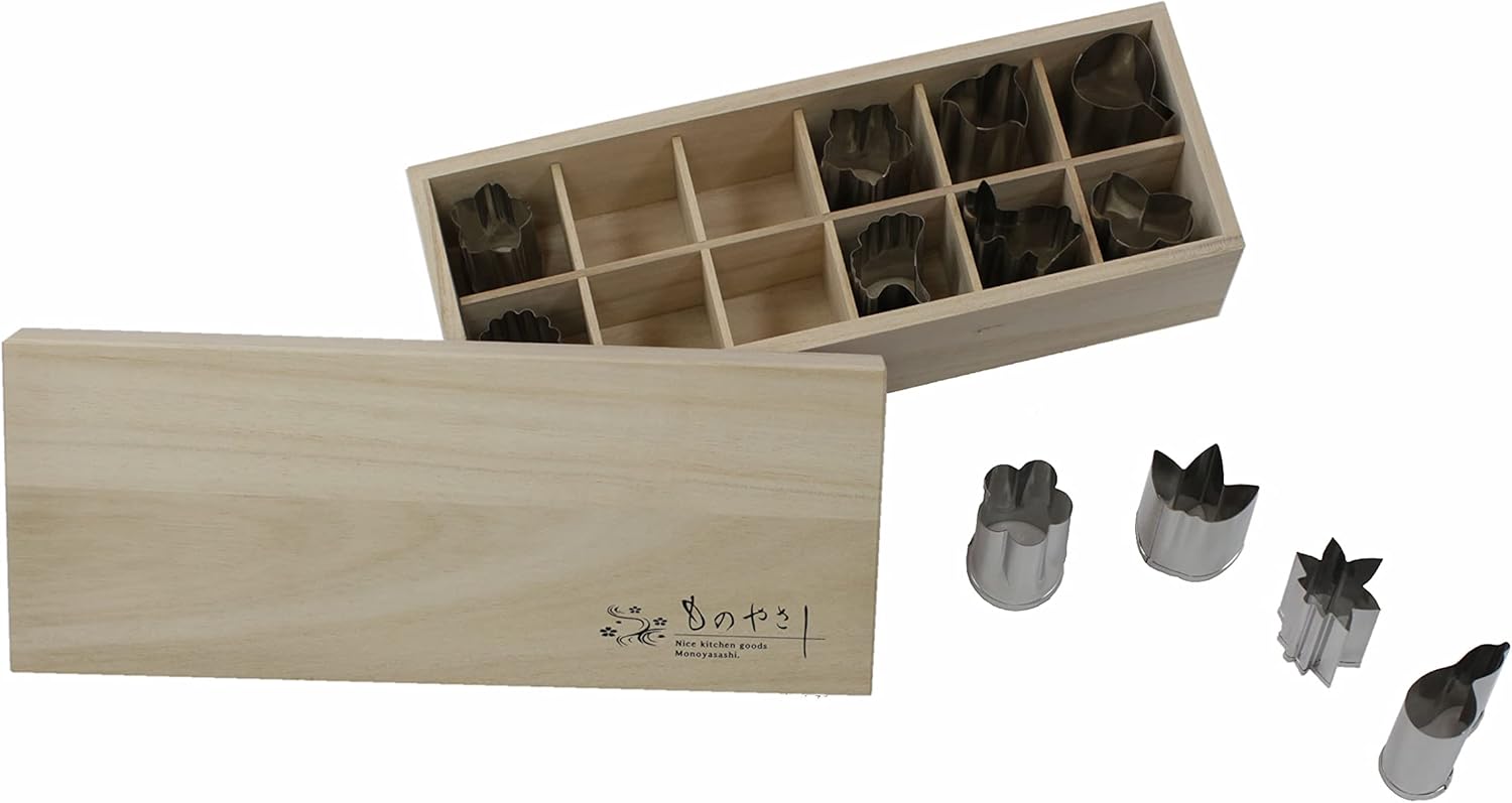 Manyo EX00345 MH-12 Die Cutter, Four Seasons 12 Piece Set, Paulownia Box Included, Made in Japan
