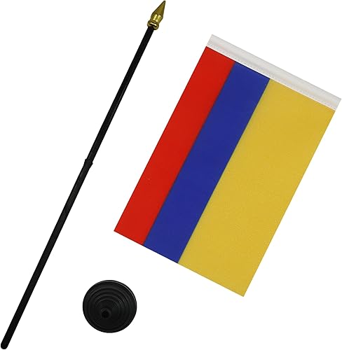 Miniatura 3 de AZ FLAG - Bandera de mesa Colombia de 4 x 6 pulgadas - Mini bandera colombiana de escritorio 100% poliéster 5.9 x 3.9 in - Cartel de oficina