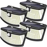 Aootek solar lights 120 Leds with lights reflector,270 degree Wide Angle, IP65 Waterproof, Security Lights for Front Door, Yard, Garage, Deck(4pack)