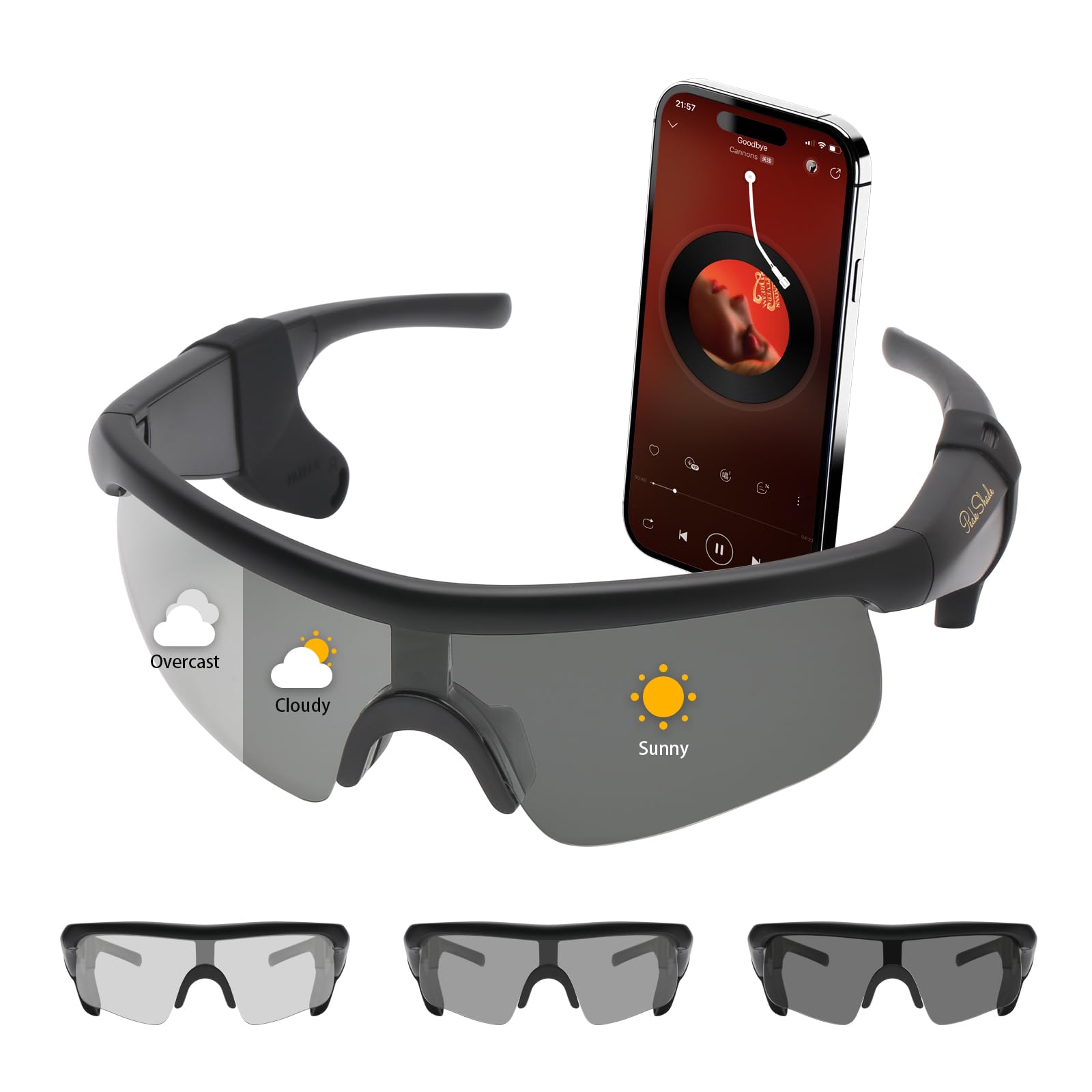 Photochromic Smart Glasses for Men Women Bluetooth 5 3 Sports Sunglasses with Hands-Free Calls Open-Ear Speaker Polarized UV400