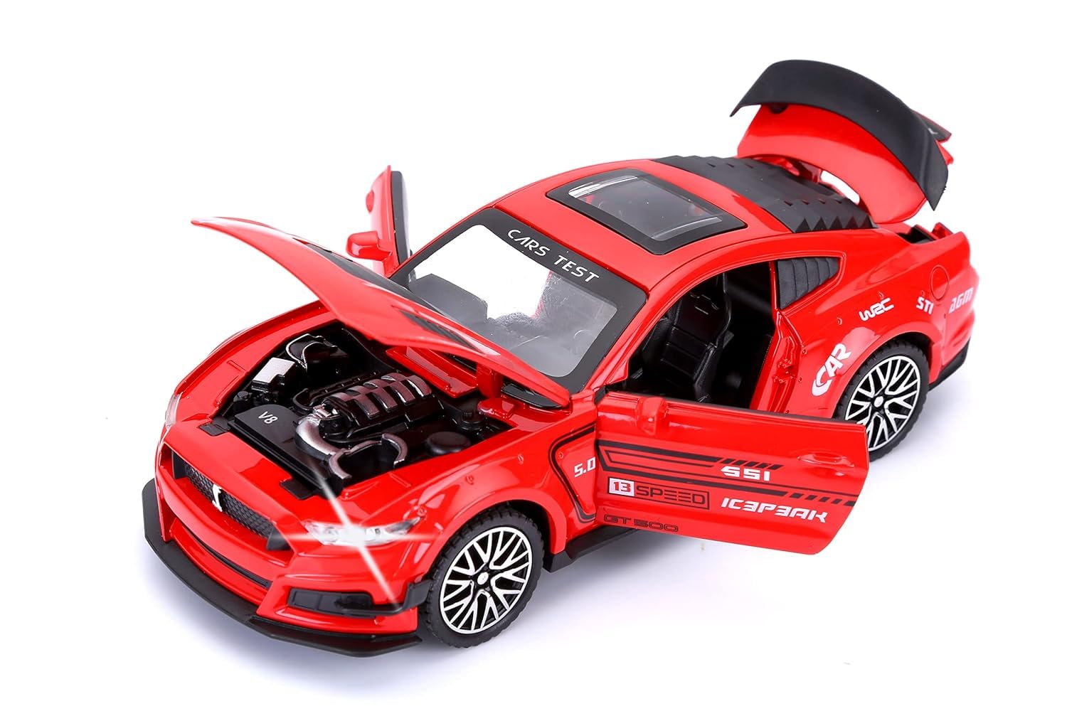 Invite Enterprise 1:32 Mustang GT500 Toy Car Metal Pull Back Diecast Car with Openable Door and Sound Light, Gifts Toys for Kids【 RED 】 discount deal