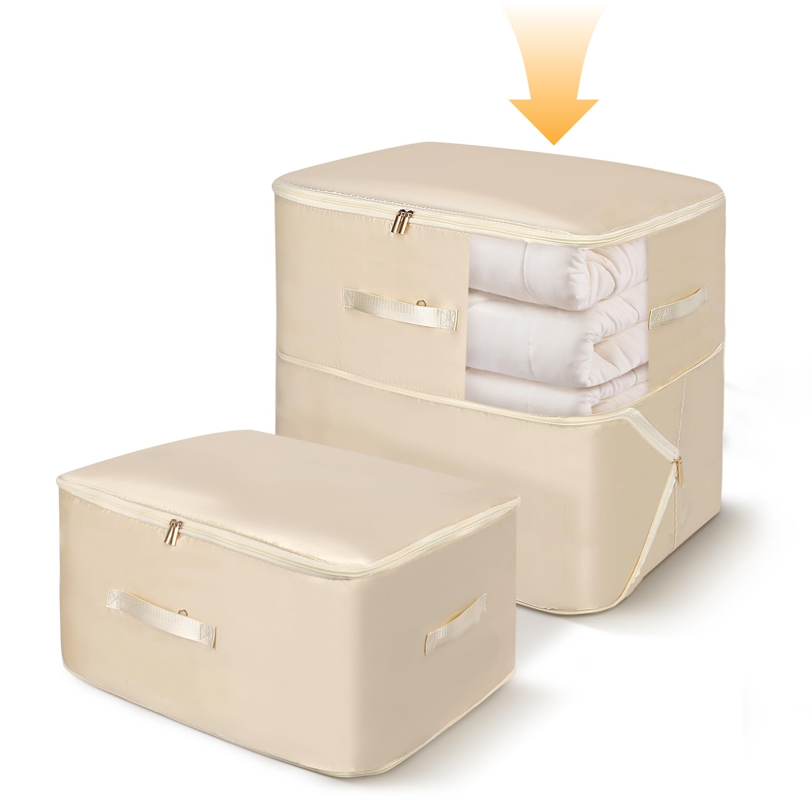 Minicoco 2 Packs 132L Large Clothes Storage Bags, Closet Organizers and Storage with Reinforced Handle and Zips