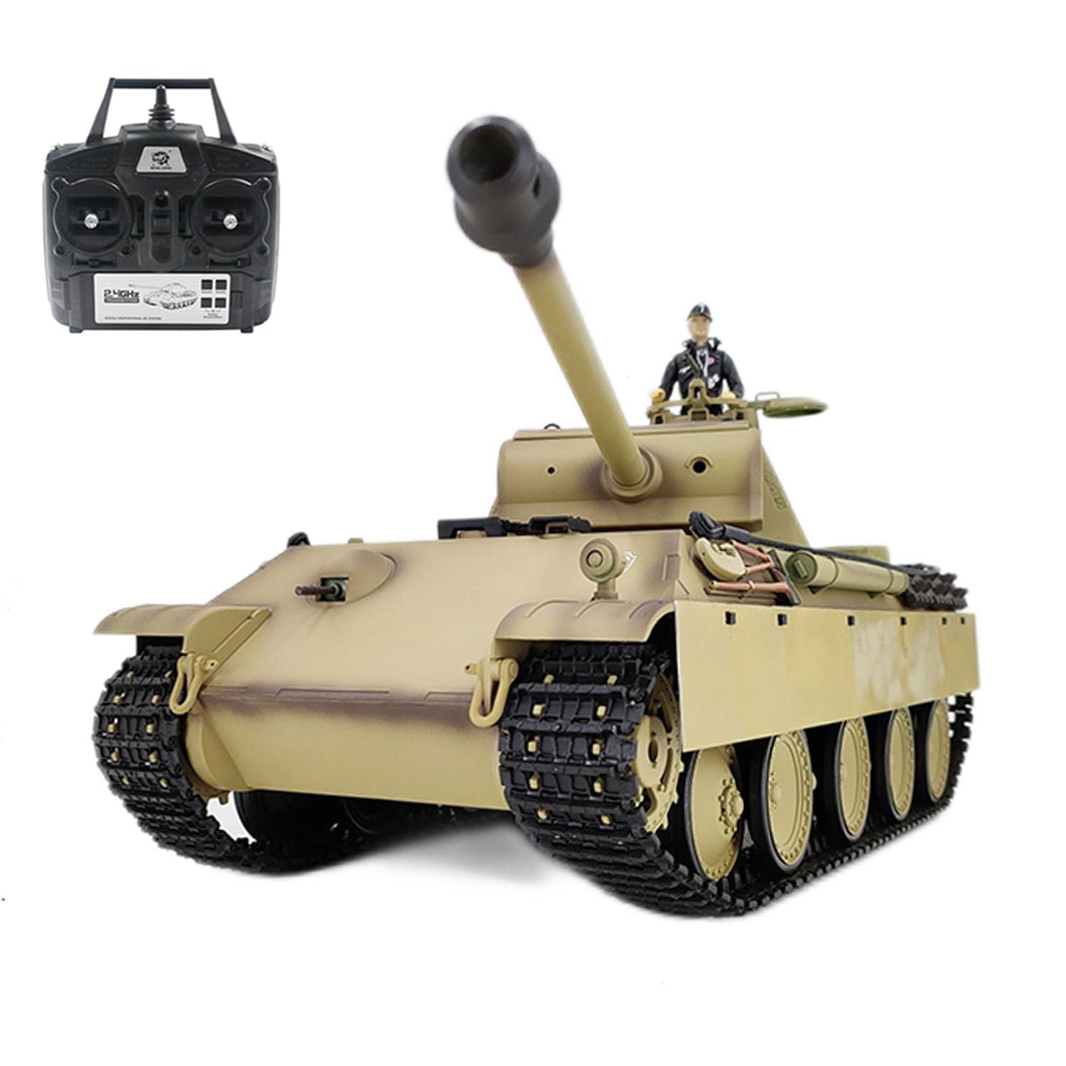 1/16 Henglong RTR 7,0 - Carro armato radiocomandato tedesco Panther G 3879, ingranaggi in acciaio BB IR, suono fumo, radio 2,4 G, batteria 1800 mAh, 320 gradi