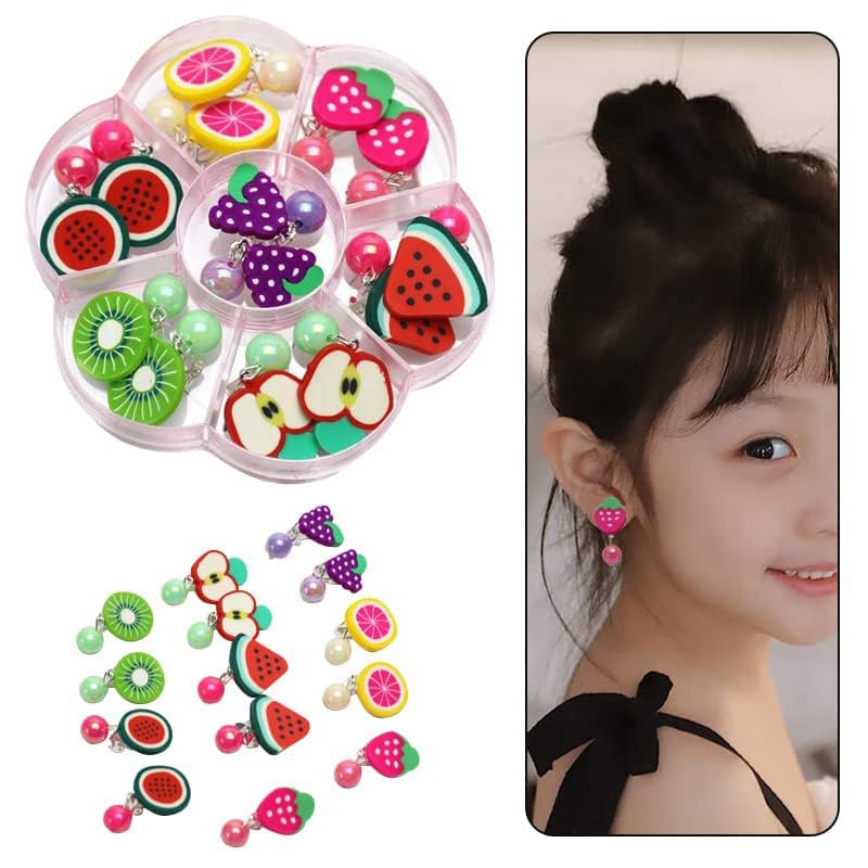 Amazon | 子供用ピアス、クリップ式、7ペア、収納ボックス付き 女の子
