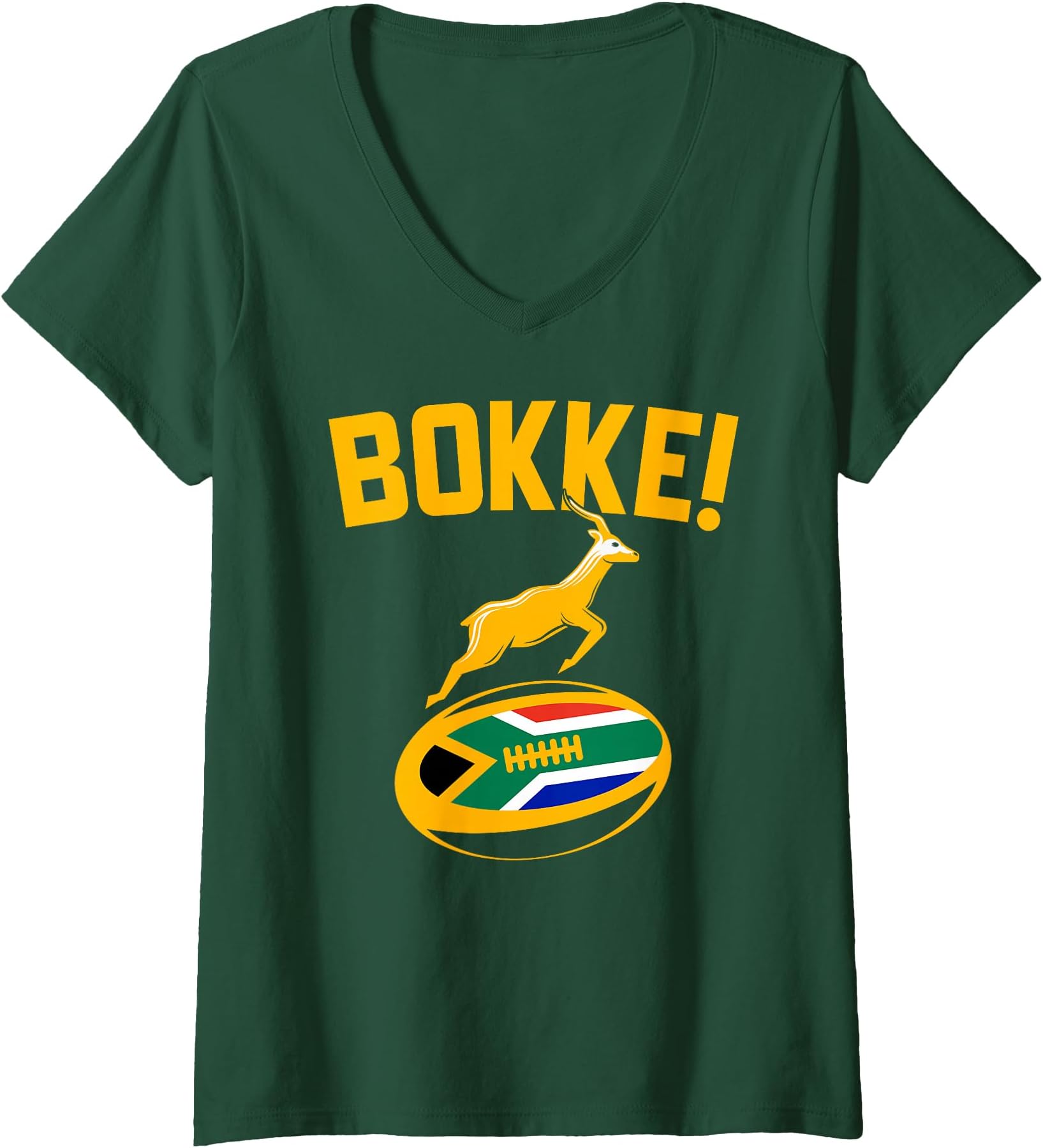 Womens Bokke! South African Flag Rugby V-Neck T-Shirt