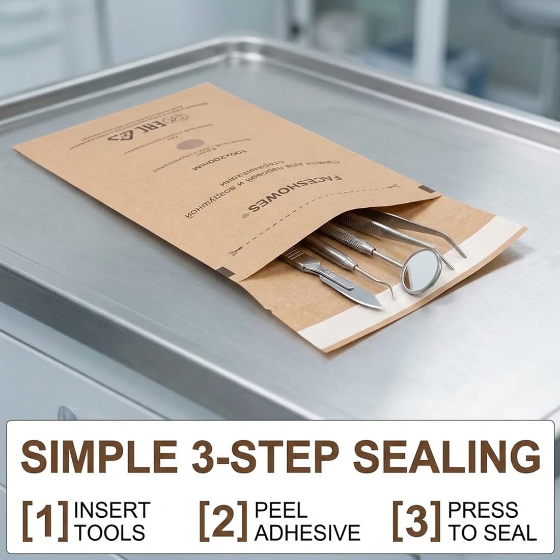 40 Pezzi Buste Sterilizzazione, Sacchetti Monouso per Sterilizzatore, Accessori per Sterilizzazione Strumenti Estetica e Unghie (100 x 200 mm)
