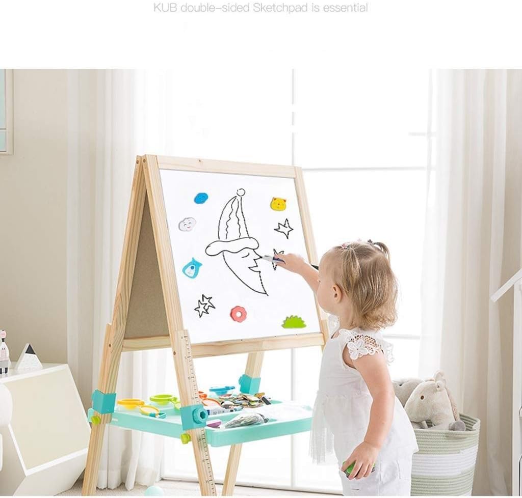 Kids Wooden Easel Adjustable Height Magnetic Sided Art Dry Drawing Board for 2-8 Years Toddlers Children Painting