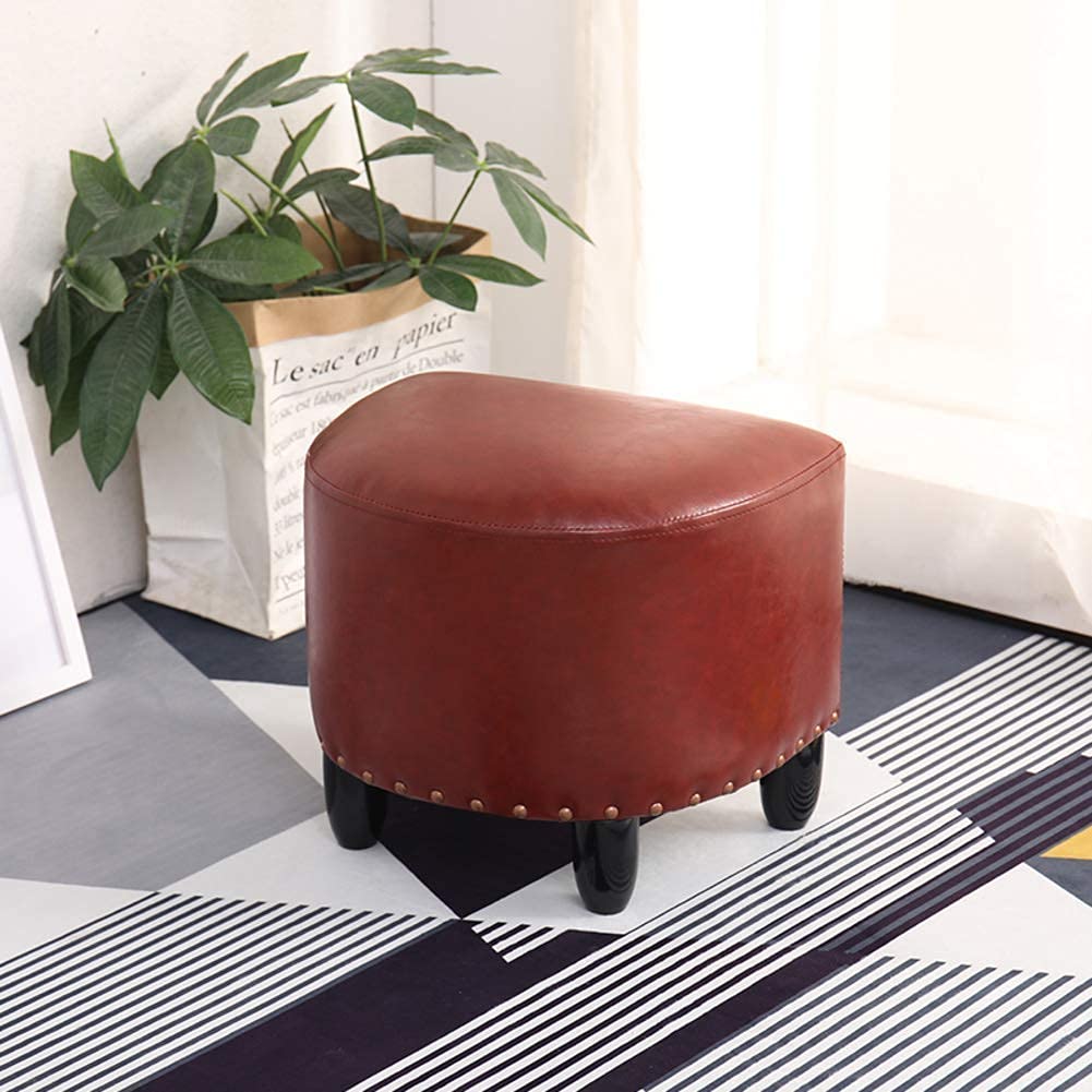 Cube repose-pieds en simili cuir haut de gamme et structure bois