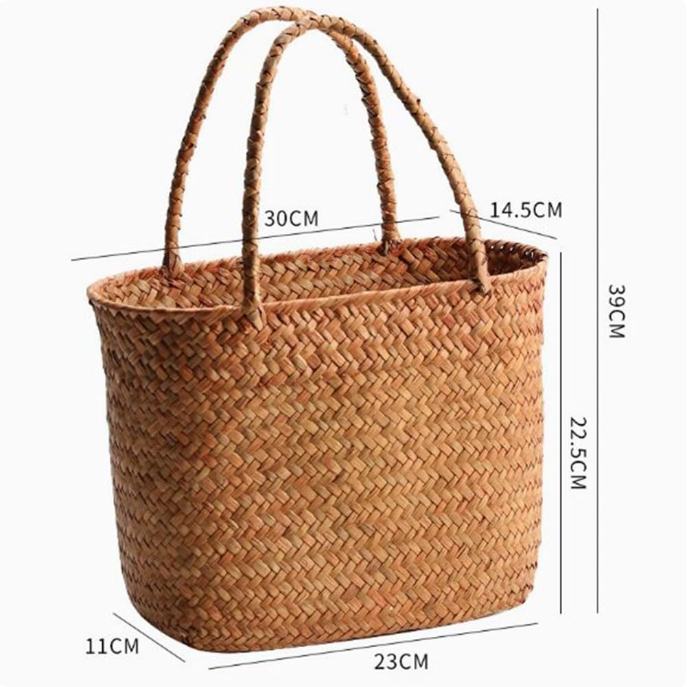 Cesta de picnic tejida con asa, perfecta para naranja (naranja)