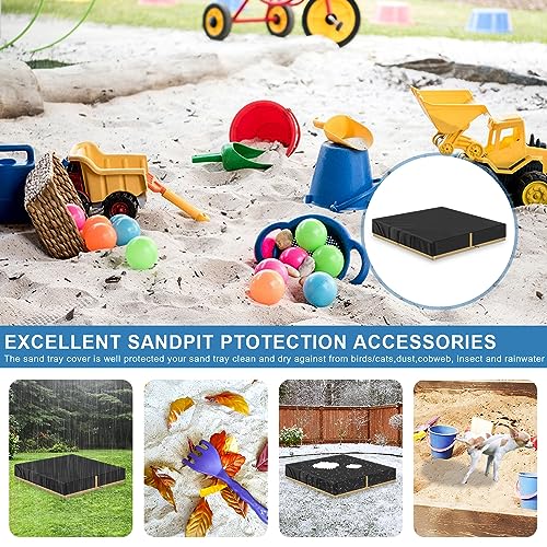 VANSHEIM Abdeckung Sandkasten 200x200x20cm Wetterfeste Sandkastenabdeckung Plane Schutzhülle für Sandkasten Sankastenabdeckung Sandkiste Abdeckungen Gartenpoolabdeckung UV Beständig 420D Oxford Gewebe