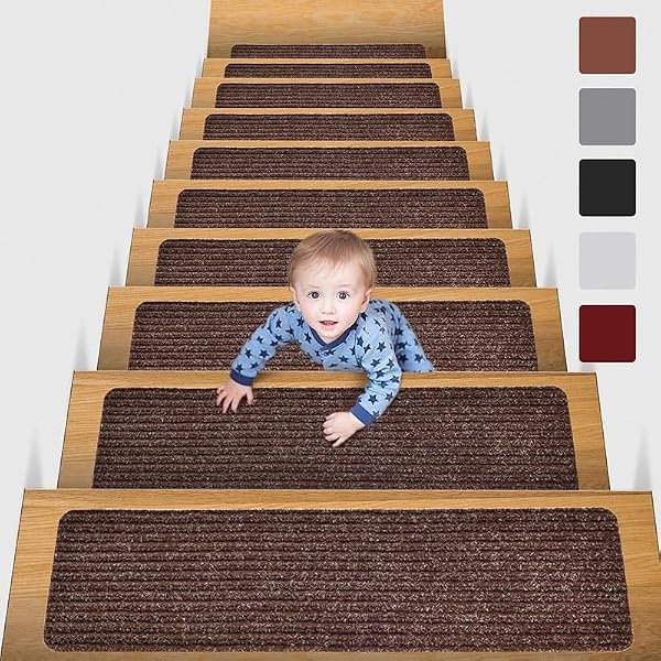 8" X 30" Stopnie schodowe Dywan Antypoślizgowe Wewnętrzne Drewniane Stopnie schodowe Dywaniki Antypoślizgowe Nowoczesne Biegacze schodowe Bezpieczeństwo(B,3PCS)