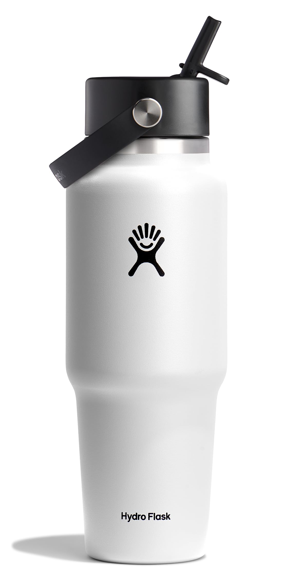 Hydro Flask Travel Water Bottle - Insulated Stainless Steel - Wide Straw Lid, Non Spill, Leakproof in 32 Oz White