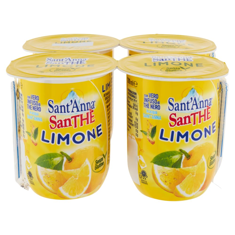 Italian Gourmet Testpaket SanThè tè Limone Pesca Eistee Mix Brik 48 x 200ml | Vero infuso in acqua minerale; pratiche confezioni per scuola, Büro, Ausflug, Gesamtnettogewicht 9,6 L + Kostenlos Polpa 400g