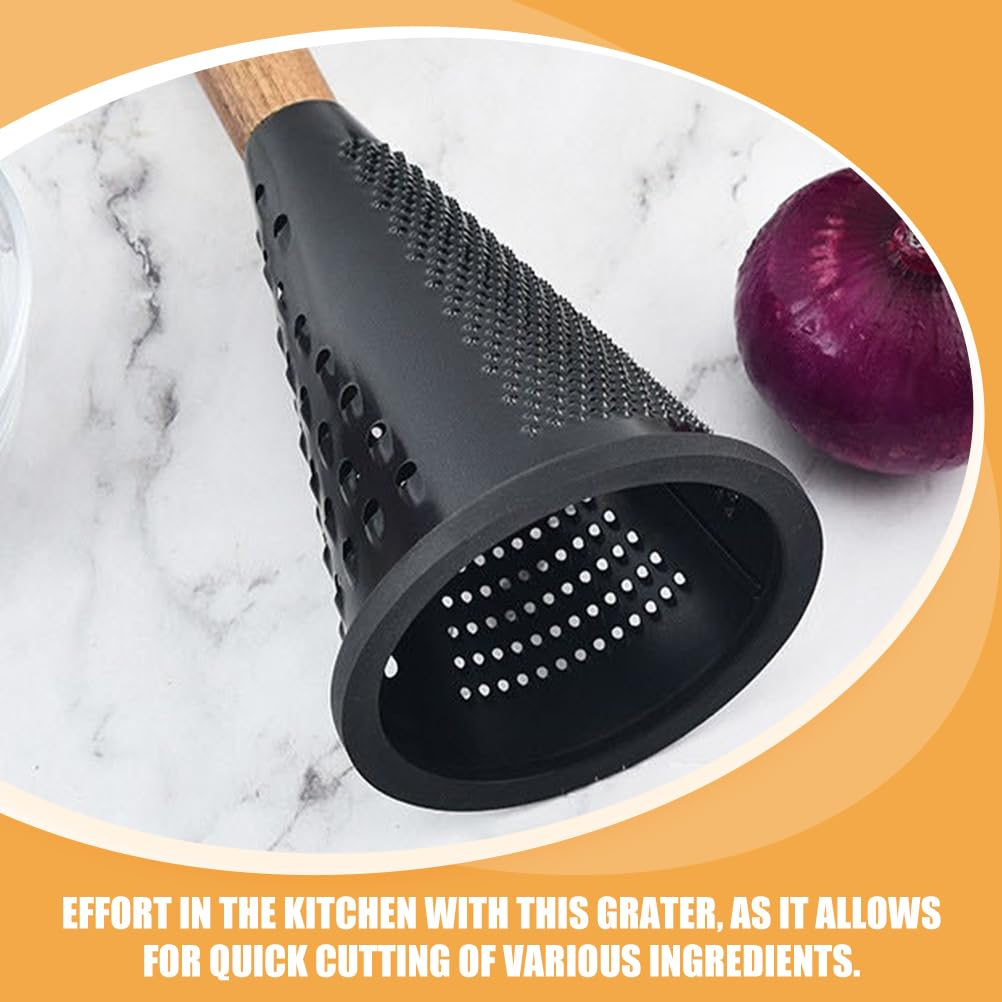 Luxshiny Grattugia a cono per formaggio in acciaio inox, tripla mano, per verdure, formaggio, patate, frutta, verdura, tritatutto, con manico in legno, per triturare, taglierina, limone, grattugia