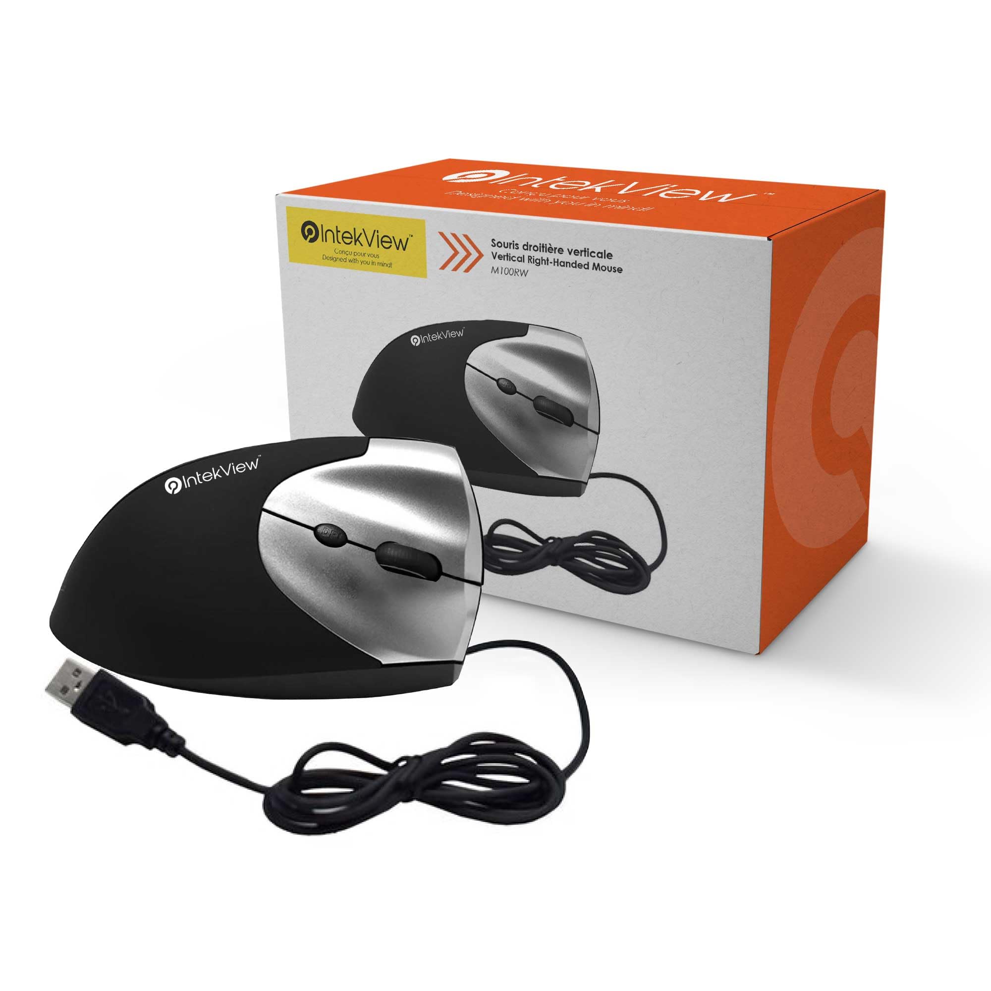 Mouse cablato mano destra - Design ergonomico verticale