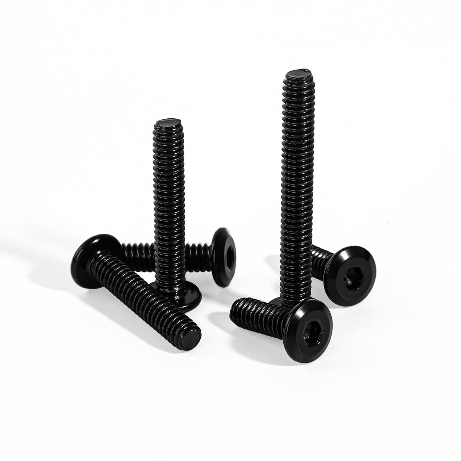 M6 x 20mm, 25mm, 30mm, 35mm, 40mm, Flat Head Socket Head Screw Furniture Bolts Countersunk Connector Screws Assortment Kit, Carbon Steel, Black Finish, Fully Threaded, 50 PCS