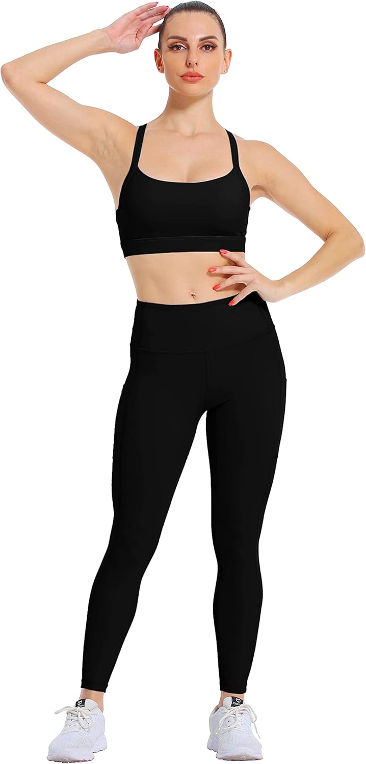 Guillia Women's Naked Feeling Workout Leggings, High Waisted 7/8 Length Yoga Pants with Pockets-25 Inches : Clothing, Shoes & Jewelry