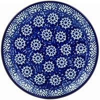 Vista 11 de Auténtico mini plato de cerámica polaca, plato de posavasos con diseño de enrejado aster, hecho a mano en Bolesławiec Polonia por Ceramika