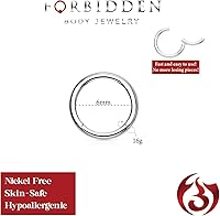Vista 90 de Forbidden Body Jewelry - Piercing para la nariz de acero quirúrgico 316L con bisagra, 14G, 16G, 18G, diámetro de 15/64, 5/16, 25/64, 15/32 pulgadas