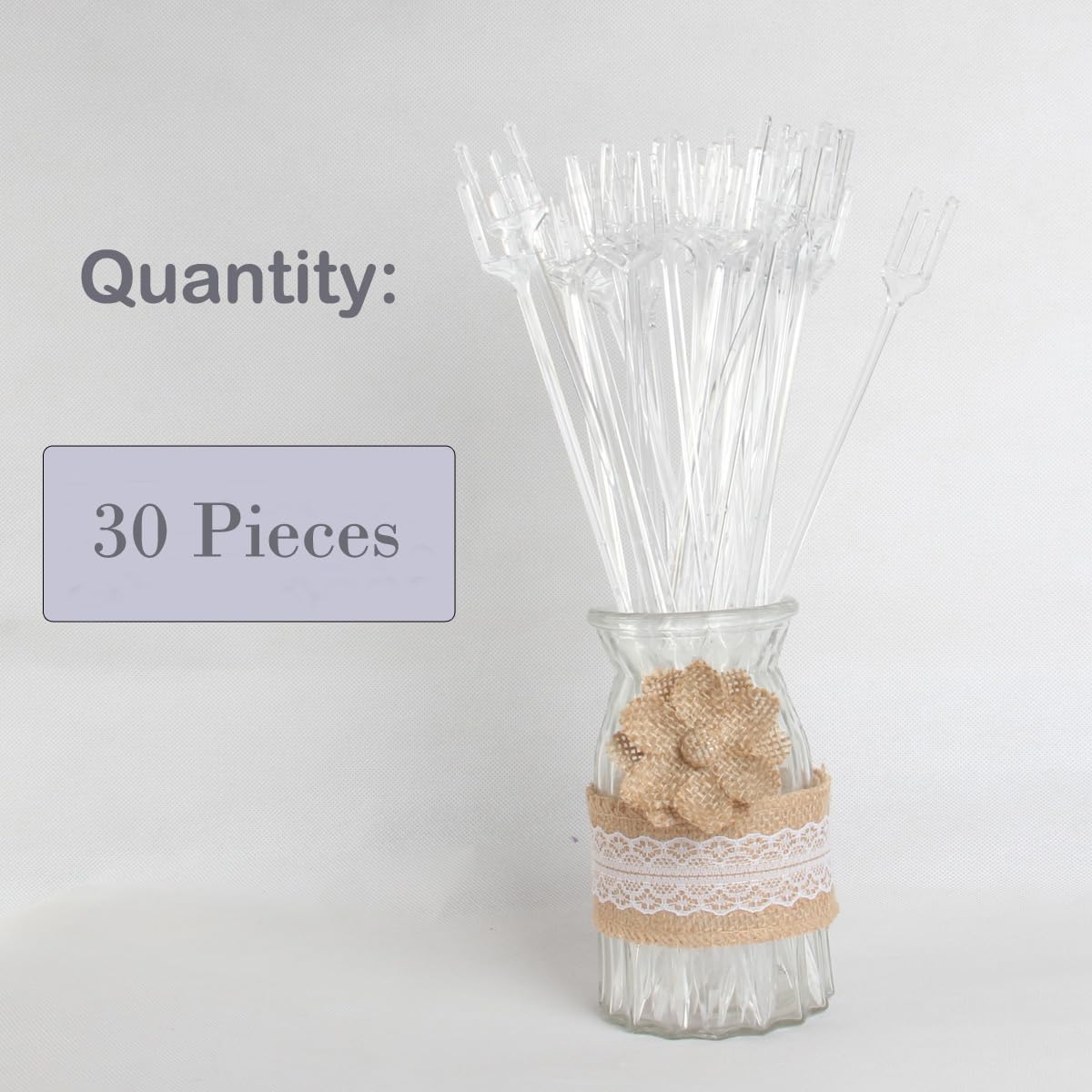 30 Pcs Floral Card Holder Picks, 9.5 Inch | Plastic Straight Head Flower Pick Holders for Card Photos Wedding Birthday Party Decoration