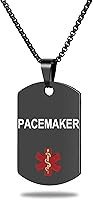 Vista 46 de Collar de alerta médica, etiqueta grabada con láser, grabado personalizado, etiqueta de identificación de acero inoxidable, colgante para hombres