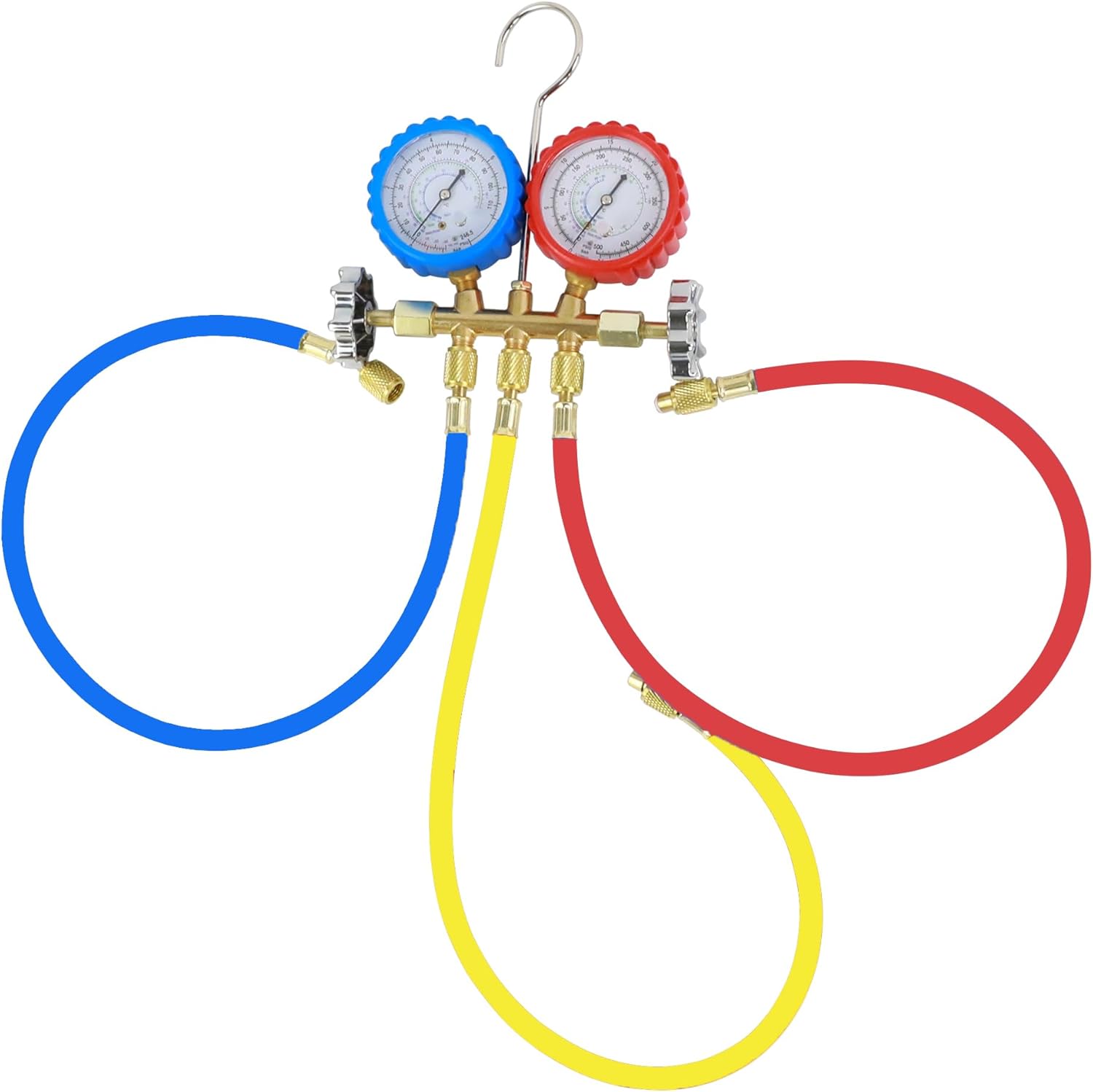 R290 and R600A Manifold Gauge Set 3 Way HVAC Air Conditioning Diagnostic Tool Kit with 24 inch Hoses