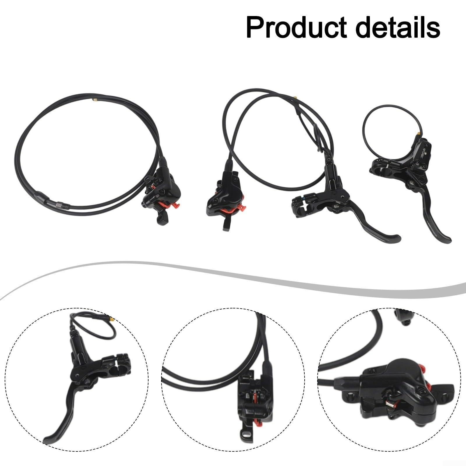 Kit de freno hidráulico de 3 pines,Para bicicletas eléctricas Freno Delantero Izquierdo 800 Mm Y Freno Trasero Derecho 1400 Mm Frenos De Disco De Metal Y Plástico