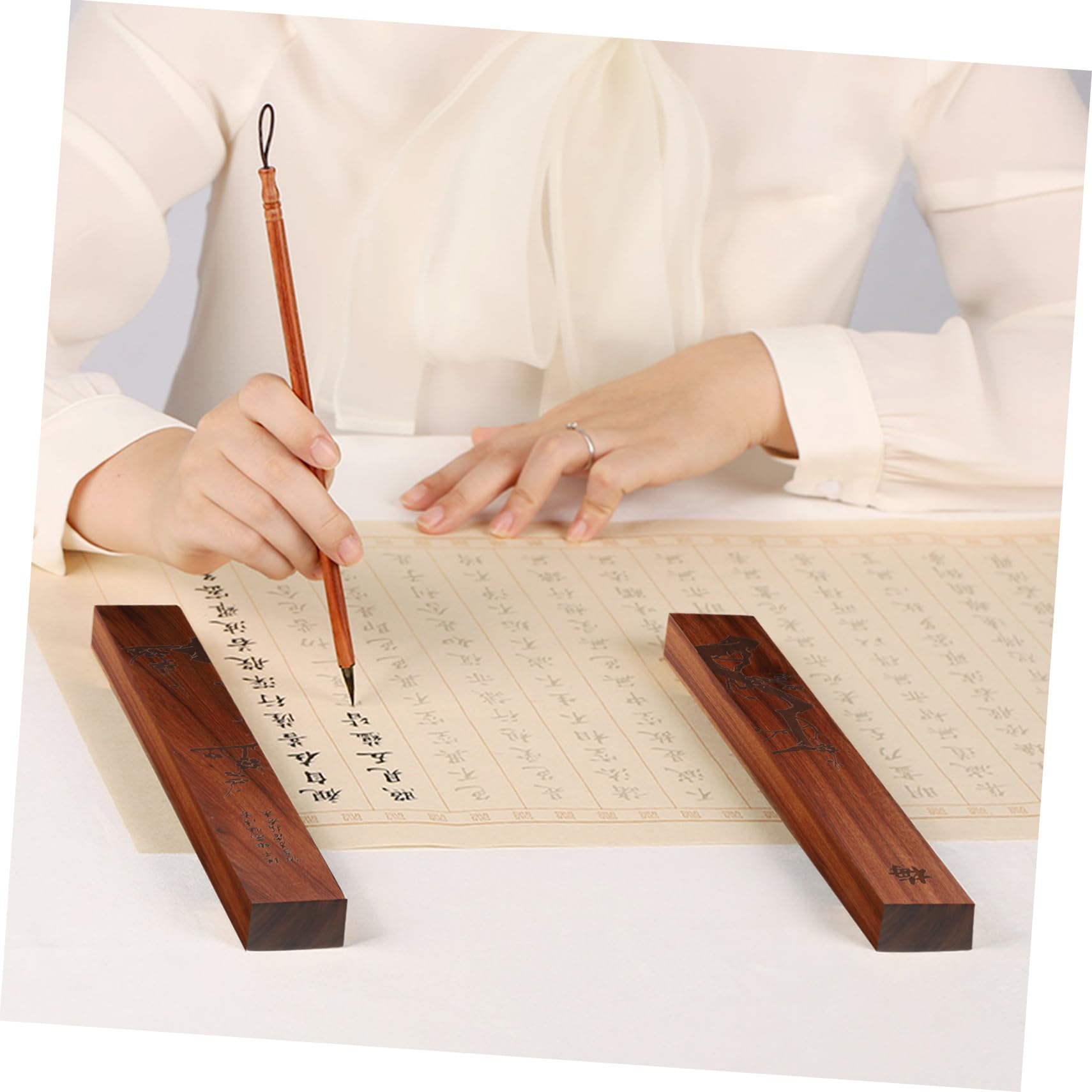 Mipcase 2pezzi Fermacarte Legno Per Calligrafia Stile Elegante e Compatto Per Ufficio e Casa Pesi Per Legno Massello Accessori Per Decorazione Desktop Per Artisti e Studenti Di Calligrafia