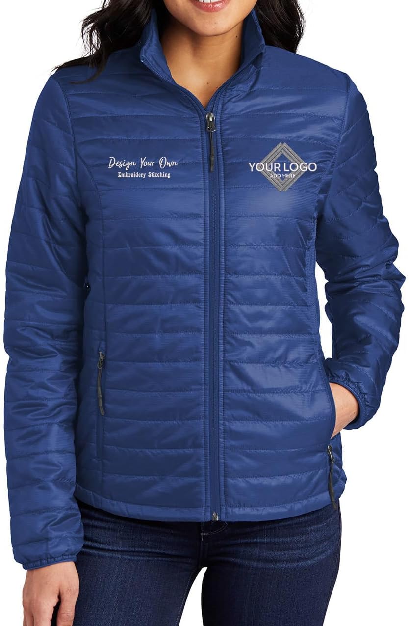 INK STITCH Women L850 Custom Embroidery Personalized Packable Puffer Jackets