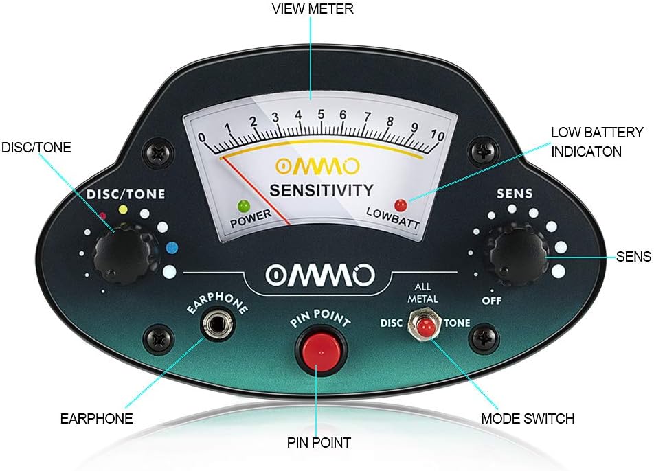 OMMO Metal Detector for Adults, Waterproof Metal Detectors with High Accuracy Adjustable Pointer Display, Pinpoint & Discrimination & All Metal &Tone Mode, for Detecting Coin, Beach Treasures