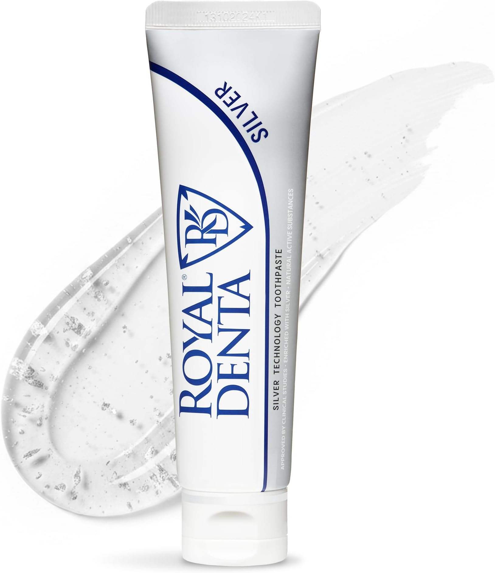 Silver Teeth Whitening Toothpaste with Aloe Vera, Vegan Friendly, Natural Extracts and Silver - Enamel Repair Toothpaste with Fluoride - Luxurious Teeth Whiteness and Fresh Breath 130g