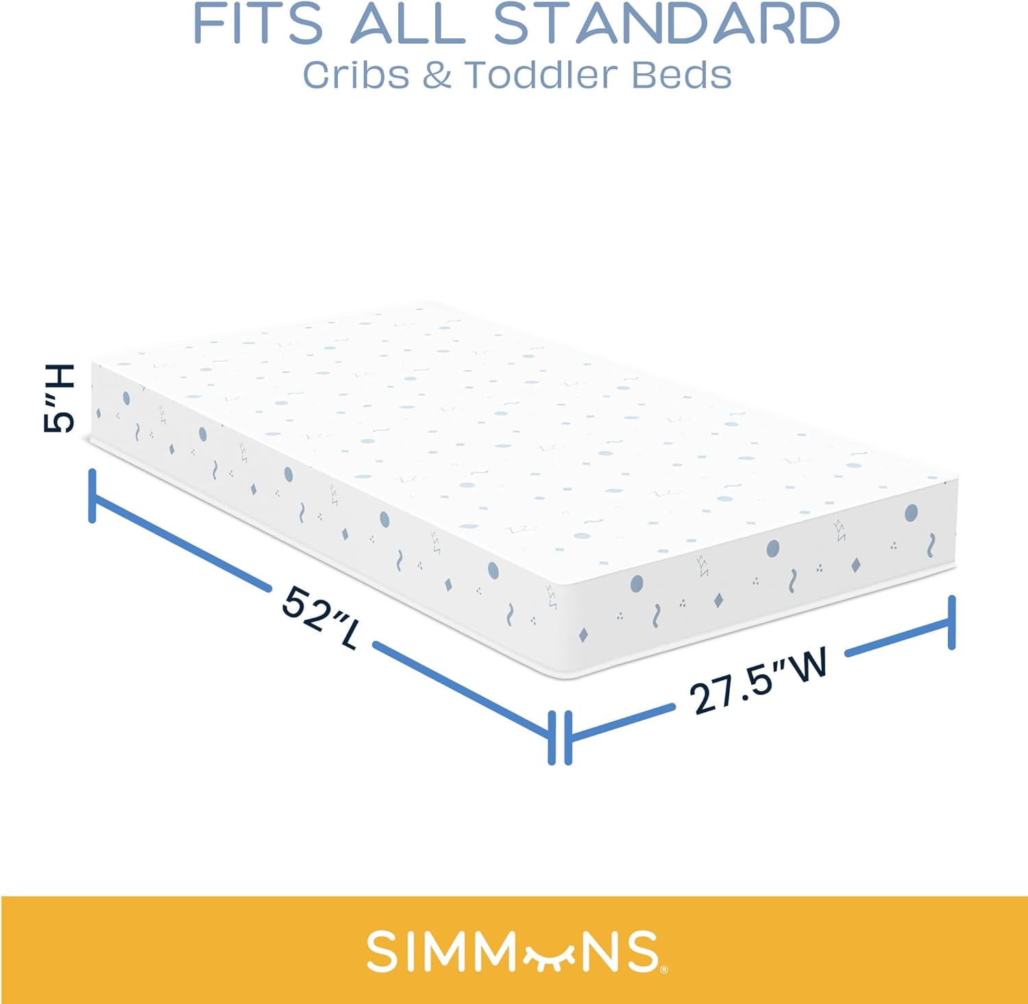 Simmons Kids Quiet Nights Dual Sided Baby Crib Mattress & Toddler Mattress - Sustainably Sourced Core - Waterproof - Hypoallergenic - GREENGUARD Gold Certified (Natural) - Ideal Firmness - Made in USA