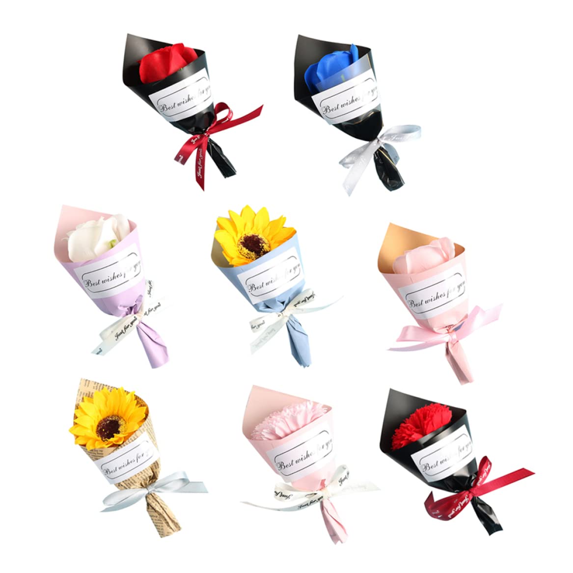 Bouquet Di Fiori Di Sapone Al Girasole – Artificiali, Eterni, Avvolti In Giornale | Decorazione Originale Per Casa E Regalo Romantico